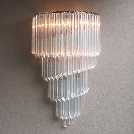 60W E14 Chrome Finish Wall Light with Crystal Glass Strips and 3 Lights