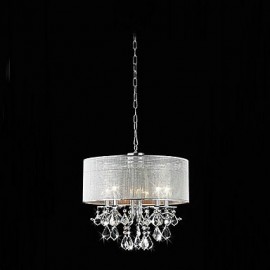Modern 5 - Light Crystal Pendant Lights with Fabric Shade