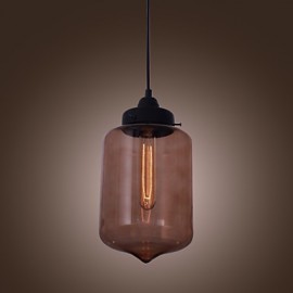 70W Modern Glass Pendant Light in Transparent Bottle Design