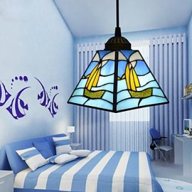 22*16*12CM Stained Glass Contemporary And Contracted Mediterranean Single-Head Sailing Line Droplight Lamp LED Pendant Light