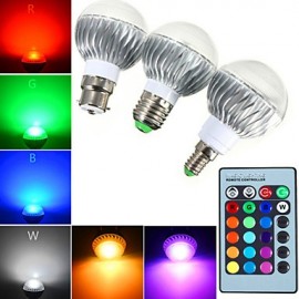 1 pcs E14 / GU10 / E26/E27 / B22 5W 1 High Power LED 540 LM RGB Dimmable / Remote-Controlled Globe Bulbs AC 85-265 V