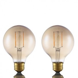 2W E26 LED Filament Bulbs G25 2 COB 180 lm Amber Dimmable 120V 2 pcs