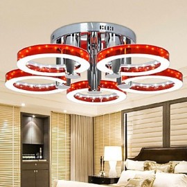 90W Modern LED Red Acrylic Chandelier with 5 lights (Chrome Finish)