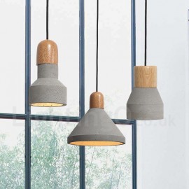 Single Light Modern/ Contemporary Dining Room Bedroom Wood Concrte Pendant Light for Study Room/Office Lamp
