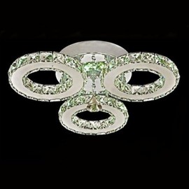 LED Crystal Flush Mount, 3 Lights, Modern Transparent Electroplating Stainless Steel