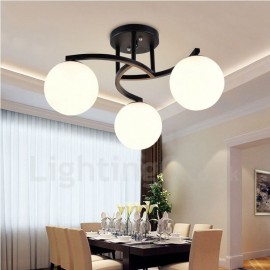3 Light Rustic/Lodge LED Integrated Living Room,Dining Room,Bed Room E27 Chandeliers with Glass Shade