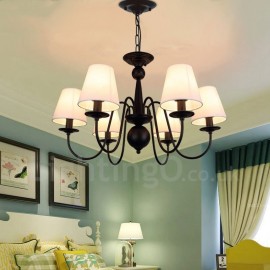 6 Light Rustic/Lodge LED Integrated Living Room,Dining Room,Bed Room Metal Chandeliers with Fabric Shade