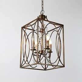 Four Light Vintage Metal Amercian Industrial Loft Painting Color European Chandelier Lamp for the Indoor / Hotel / Coffee Room / Decorate Pendant Lamp