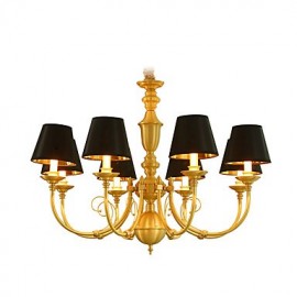 Chandelier Traditional/Classic Country Brass Feature for LED Mini Style Metal Living Room Bedroom Dining Room Study Room/Office 8 Bulbs