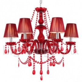 6 Light Red Dining Room Bedroom Living Room K9 Crystal Candle Style Chandelier