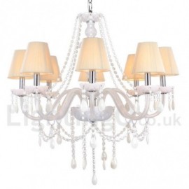 8 Light White Dining Room Bedroom Living Room K9 Crystal Candle Style Chandelier