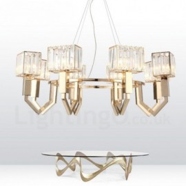 Modern / Contemporary 8 Light Steel Pendant Light with Crystal Shade for Bathroom, Living Room, Kitchen, Bedroom, Hotel, Corridor, Dinning Room, Courtyard