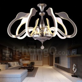 Dimmable Modern / Contemporary 8 Light Steel Chandelier with Acrylic Shade for Living Room, Dinning Room, Bedroom