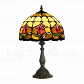 Tulip 12 inch Handmade Stained Glass Table Lamp Living Room Bedroom Study Room