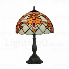 12 inch Stained Glass Table Lamp Baroque Pattern Living Room Bedroom Study Room