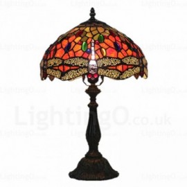 Dragonfly Design Luxury 12 inch Handmade Stained Glass Desk Lamp Living Room Bedroom Study Room