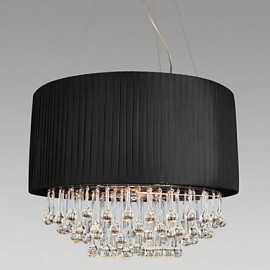 Crystal Ceiling Light with 5 Lights in Black Fabric Shade