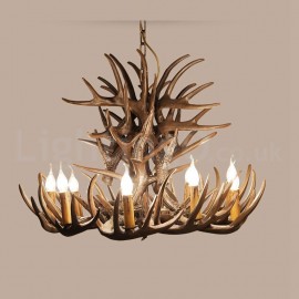 9 Light Rustic Artistic Retro Antler Chandelier for Living Room, Dining Room, Bedroom, Shop, Cafes, Bar