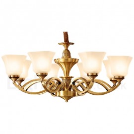 Pure Brass Large Luxurious Rustic Retro Vintage Brass Pendant Chandelier with Glass Shades Special for Hotel, Office, Showroom, 