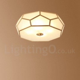 Pure Brass LED Rustic / Lodge Nordic Style Flush Mount Ceiling Light with Glass Shade for Bathroom, Living Room, Study, Kitchen,