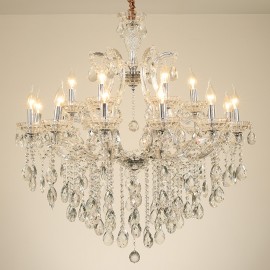 18 (12+6) Light Clear Crystal Candle Chandelier for Living Room, Bedroom, Dinning Room