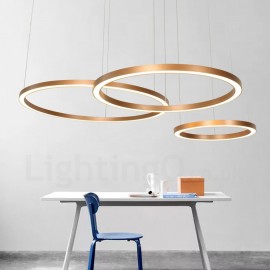 Wi-Fi Smart Dimmable Gold Rose-Gold Coffee Modern / Contemporary 3 Rings Light Aluminum Alloy Pendant Light with Acrylic Shade