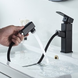 Pull out Spray Electroplated Painted Finishes Single Handle Bathroom Sink Tap