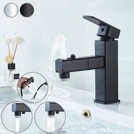 Pull out Spray Electroplated Painted Finishes Single Handle Bathroom Sink Tap