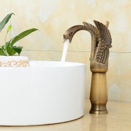 Classic Antique Brass Electroplated Single Handle Bathroom Sink Tap
