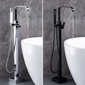 Electroplated Free Standing Brass Valve Bath Shower Mixer Tap Bathtub Tap