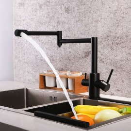 Foldable Single Handle Electroplated Modern Kitchen Tap(Black Brush Nickel)