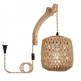 American Retro Wall Sconce 3M Hemp Rope Hanging Line Paper Rope Woven Lampshade