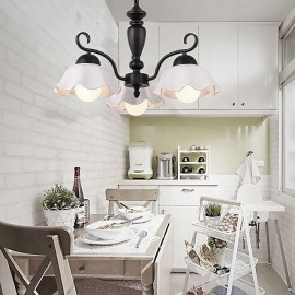 Nordic Iron Pendant Light Flower Shape Glass Lamp Shade Chandelier