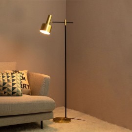 Floor Lamp American Antique Copper Standing Lamp With Iron Art Rotatable Shade And Marble Base