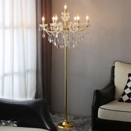 Crystal Floor Lamp Gold Raindrop European Style Luxury Light