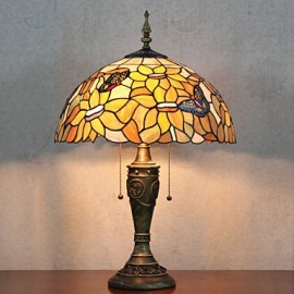 Floral Shade Table Lamp, 2 Light, Resin Glass Painting