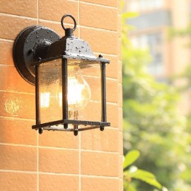 European Outdoor Wall Sconce Waterproof Square Column Wall Light Courtyard Garden Balcony