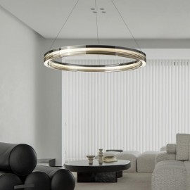 Pendant Light 60/80CM Circle Glass Ceiling Lamps Trichromatic Dimming
