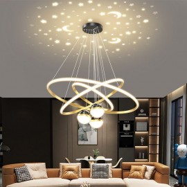 Simple Pendant Light Wrought Iron Silicone Three-Circle Ring Ceiling Light