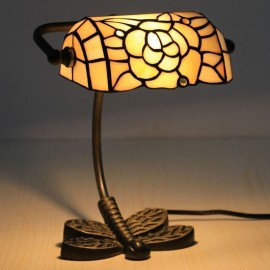 Table Lamp Rose Small Stained Glass Beside Light