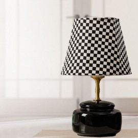 Minimalist Table Lamp Plaid Fabric Lampshade Table Light