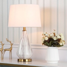 Modern Table Lamp Marble Texture Desk Light Simple Ceramic Base Lamp Light